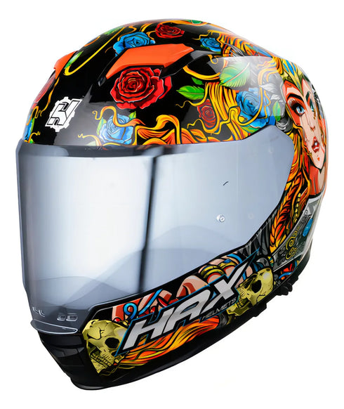 CASCO FORCE VALKYERI GRIS NARANJA BRILLA